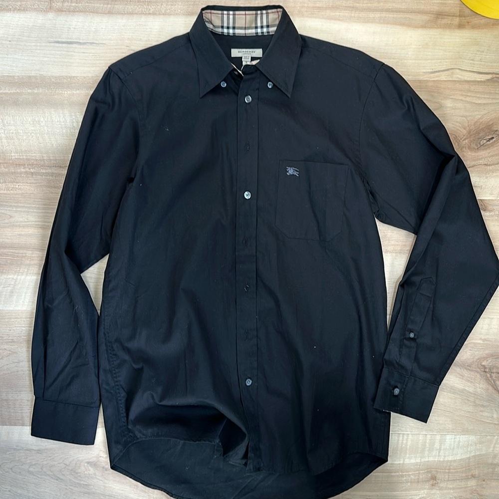 Burberry Black Dress Shirt Long Sleeve Button Down Size Small
